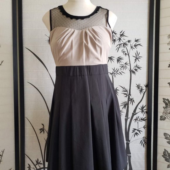 [Angel Eye London] Black & Beige Fit & Flare Dress - Picture 1 of 10
